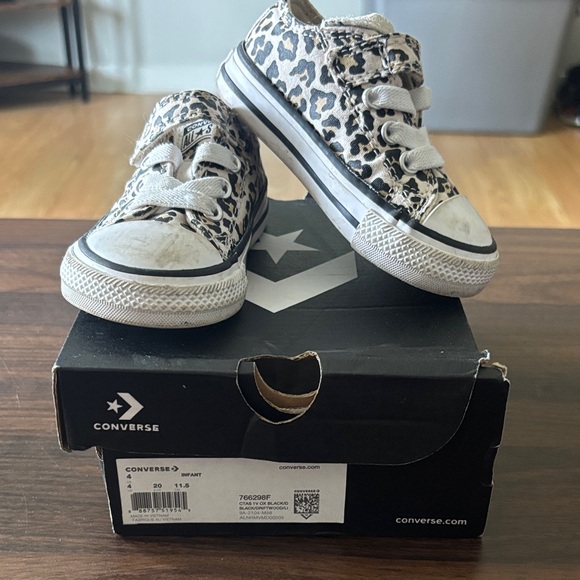 Converse Kids Black and White Animal Print Sneakers - Picture 1 of 1